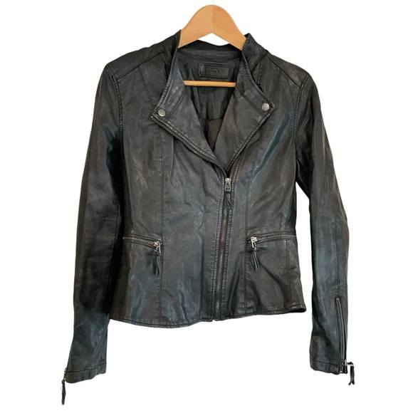 Blank NYC Jackets & Blazers - BlankNYC Vegan Faux Leather Moto Jacket Women’s S Black Asymmetric Zip Pockets